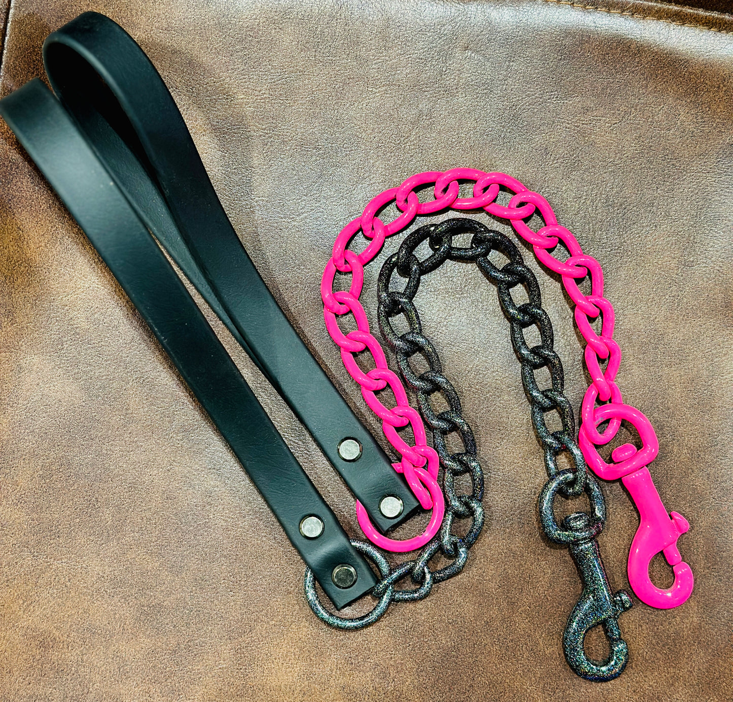 23in 4mm Chain Traffic Lead/Leash Custom Powder Coated for Dogs, Biothane