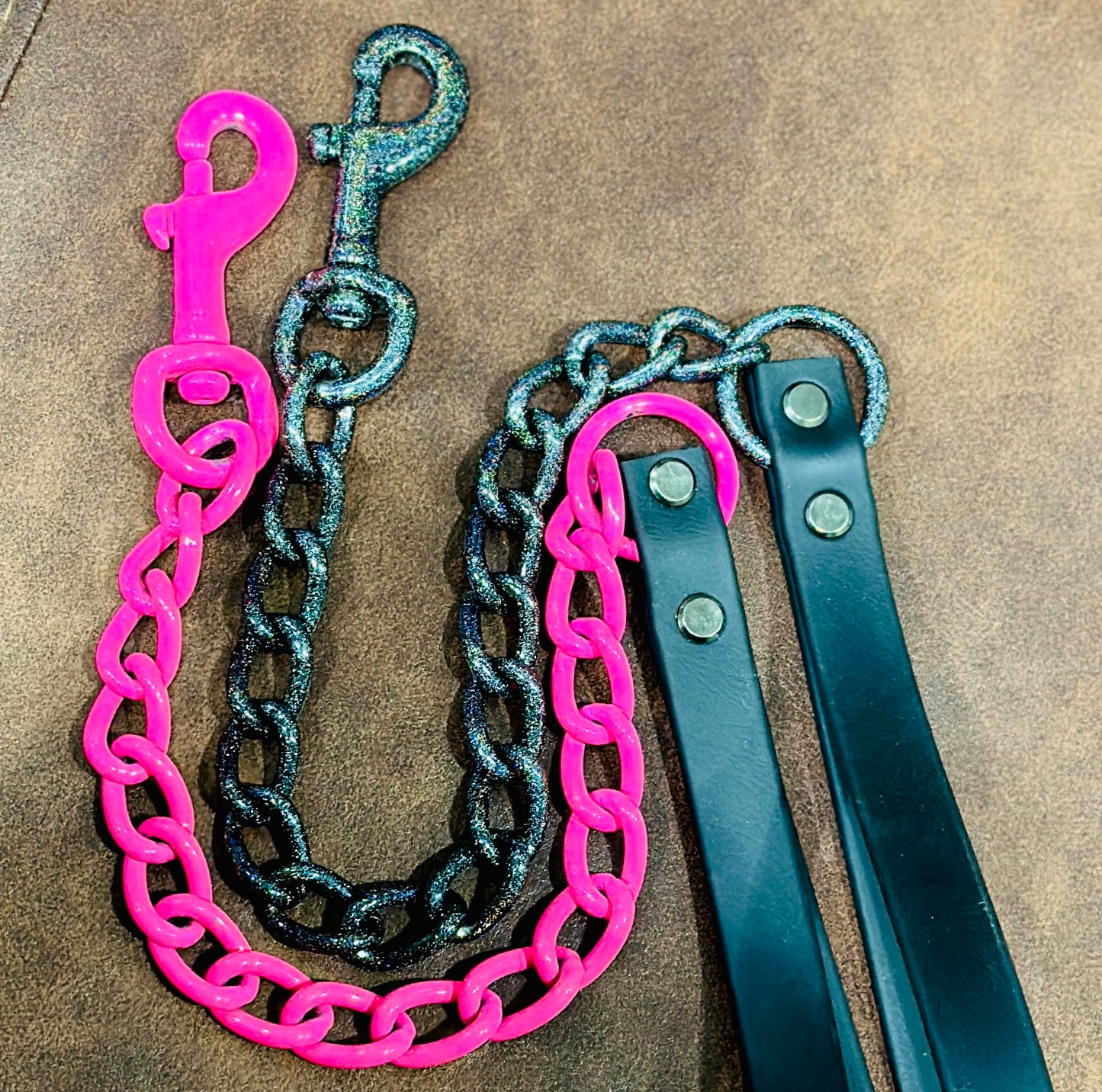 23in 4mm Chain Traffic Lead/Leash Custom Powder Coated for Dogs, Biothane