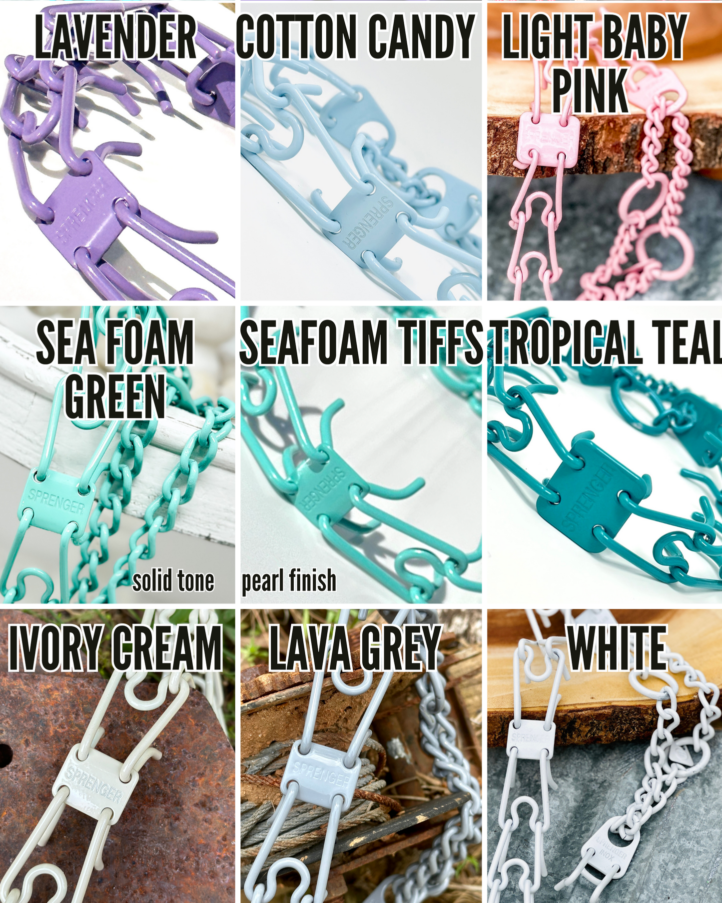 23in 4mm Chain Traffic Lead/Leash Custom Powder Coated for Dogs, Biothane