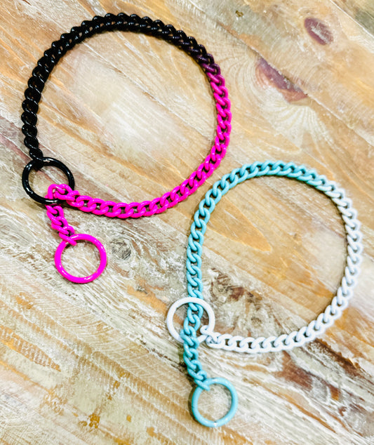 2 Color - 3mm Powder Coated Herm Sprenger Slide Chain/Choke Chain Collar for Dogs