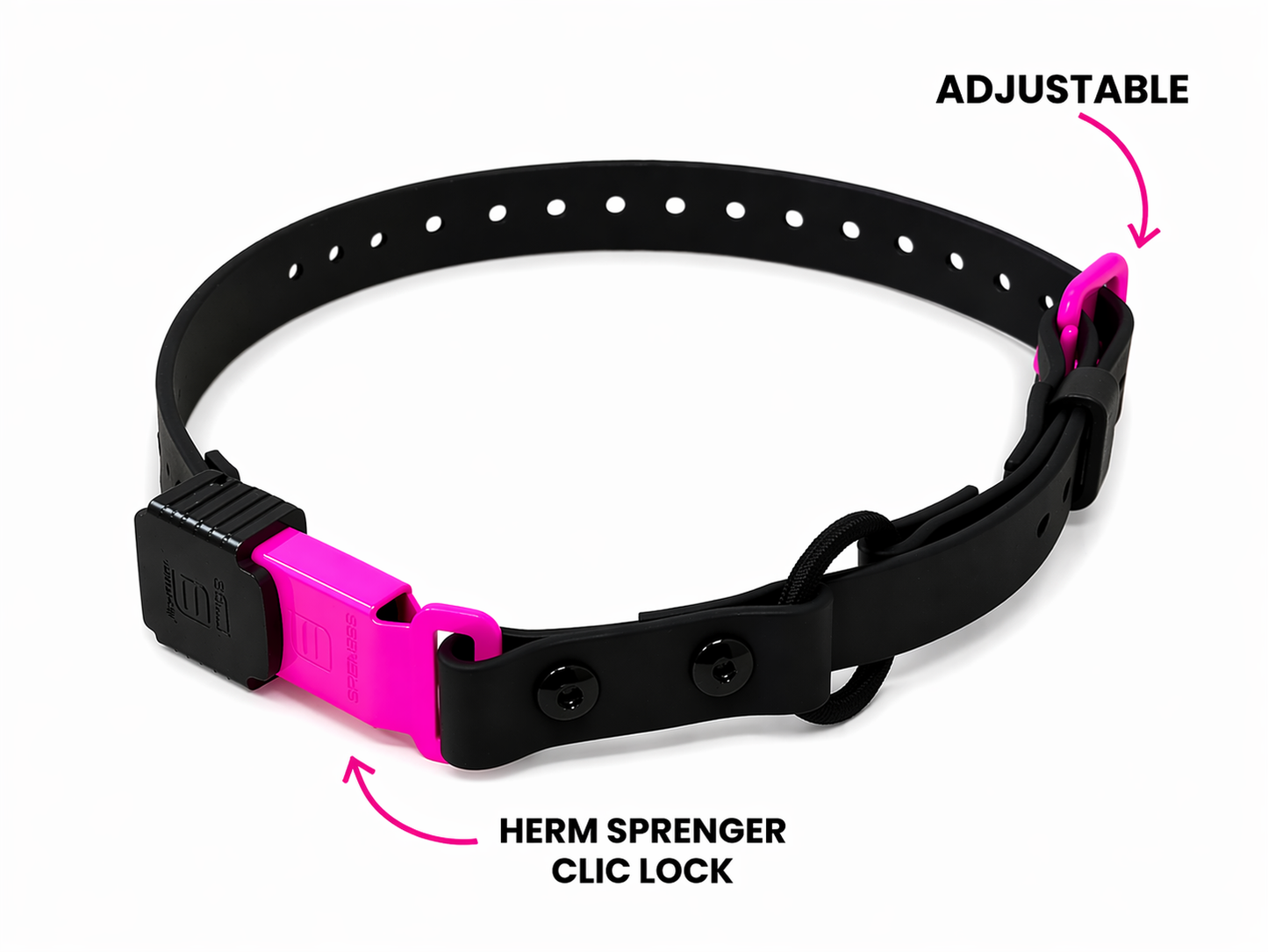 3/4" Biothane E-Collar Strap with Bungee | Powder Coated Hardware | HS ClicLock or Standard Buckle