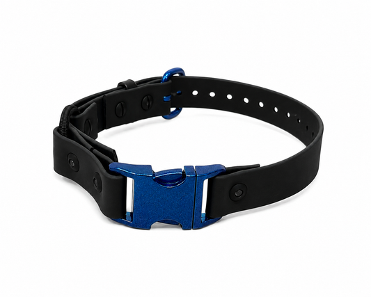 1" Biothane E-Collar Strap with Bungee | Powder Coated Hardware | Standard Buckle