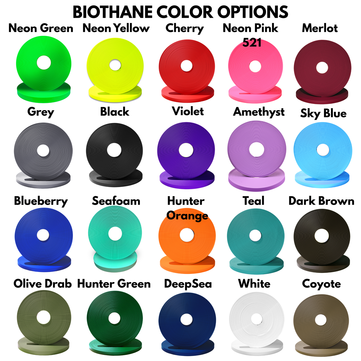 3/4" Biothane E-Collar Strap with Bungee | Powder Coated Hardware | HS ClicLock or Standard Buckle