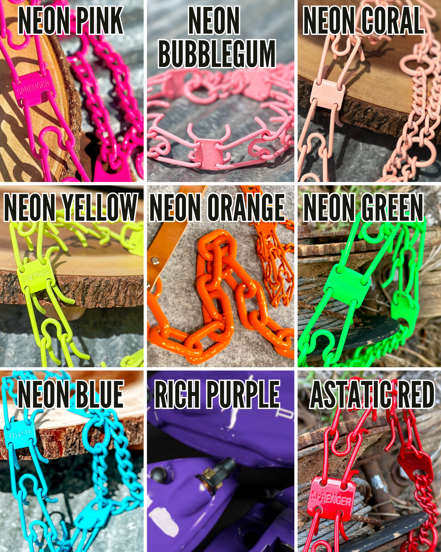 2 Color Custom Powder Coated Herm Sprenger Prong Collar for Dogs with Cliclock Buckle